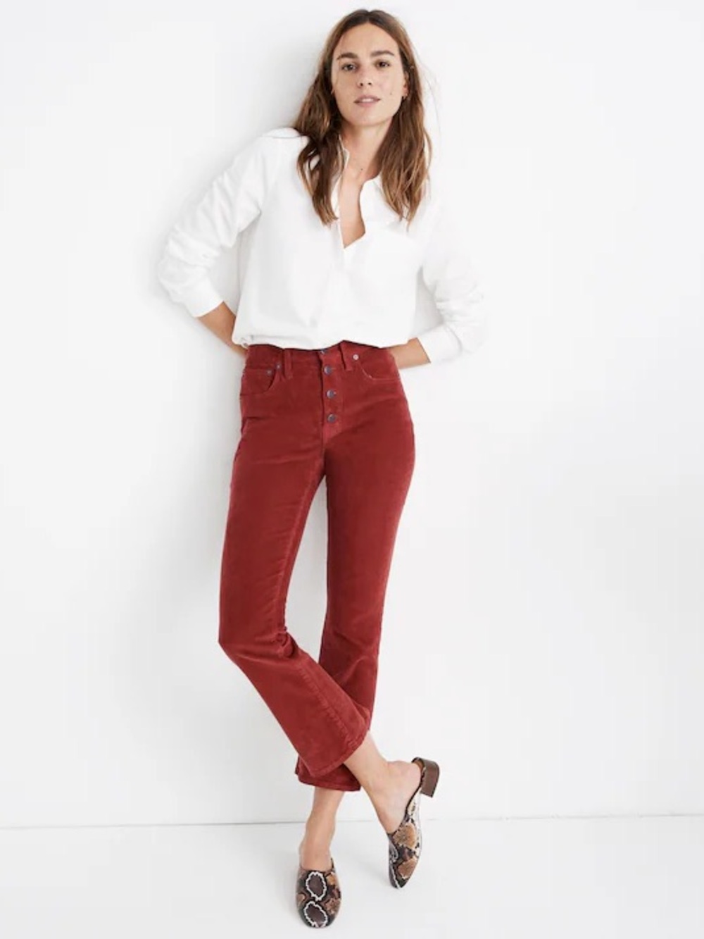 Madewell Women’s Cali Demi Boot Jeans in Corduroy in Canterbury Red Size 27 NWT